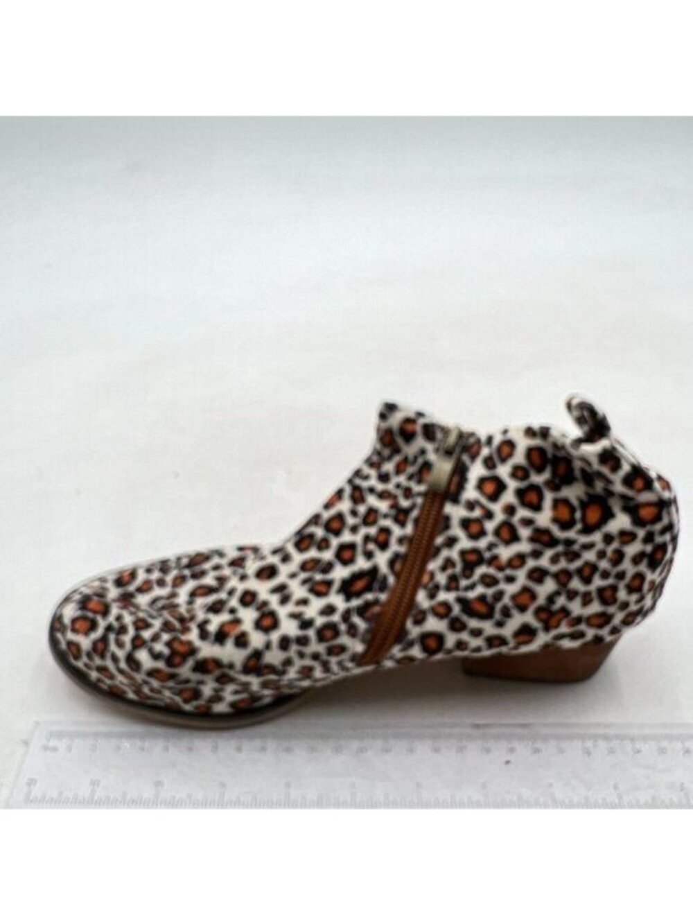 Women's Ankle Boots Flat Low Heel  Round Toe Zipper Winter Fall Leopard Boots